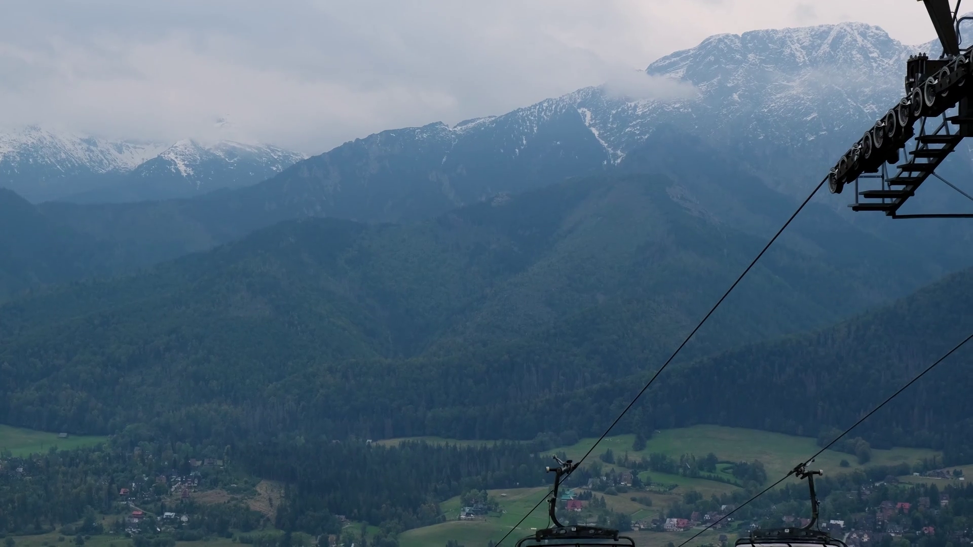 Zakopane Mountain Resort Poland Chair Lift Stock Footage SBV347661362