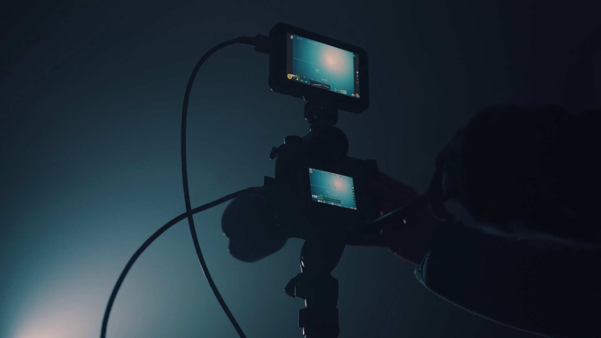 Cinematographer Using Camera In Dark Film Stock Footage SBV-351997736 ...