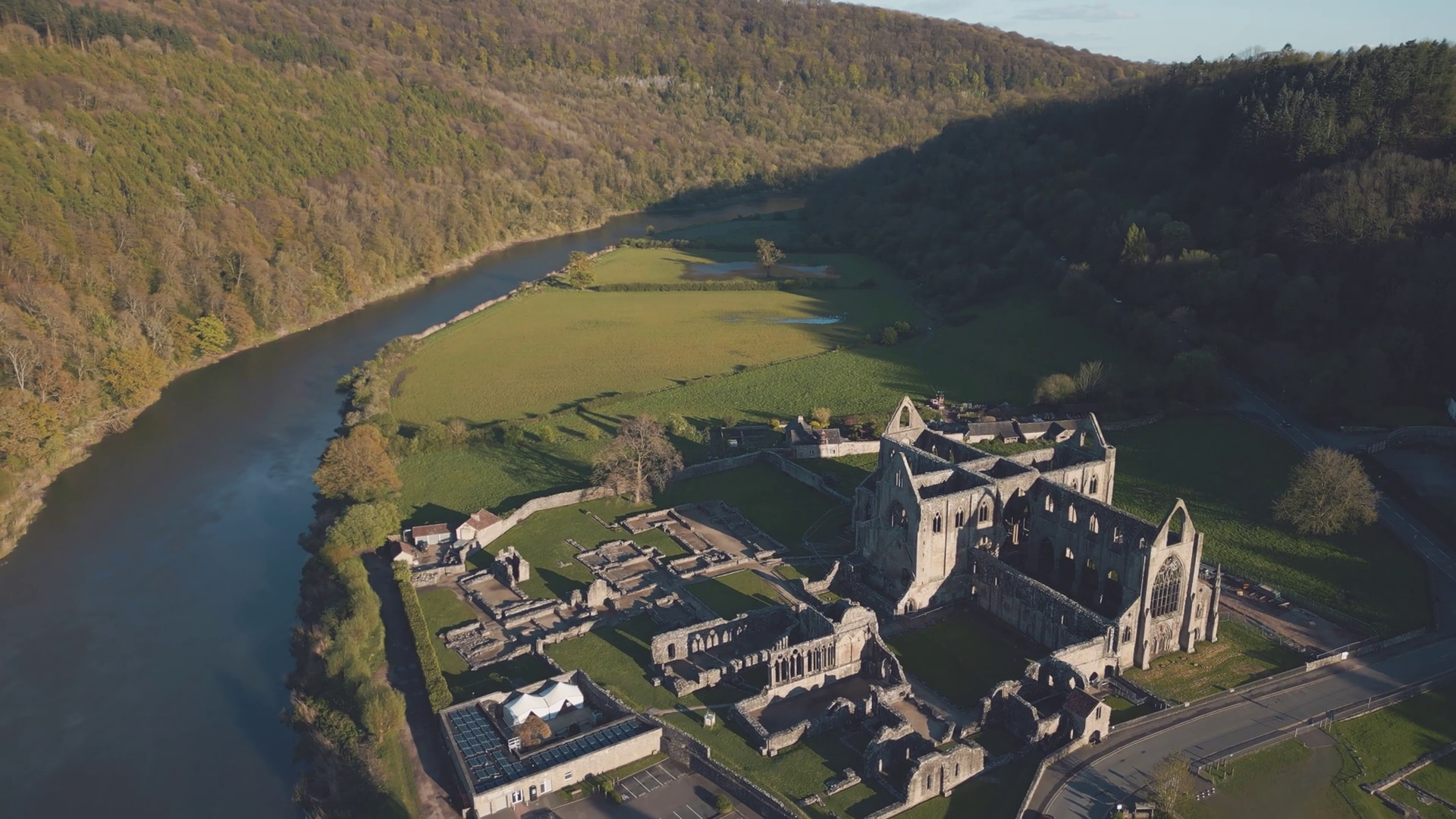 Aerial Of Tintern Abbey In Wye Valley Stock Footage SBV-352352563 ...