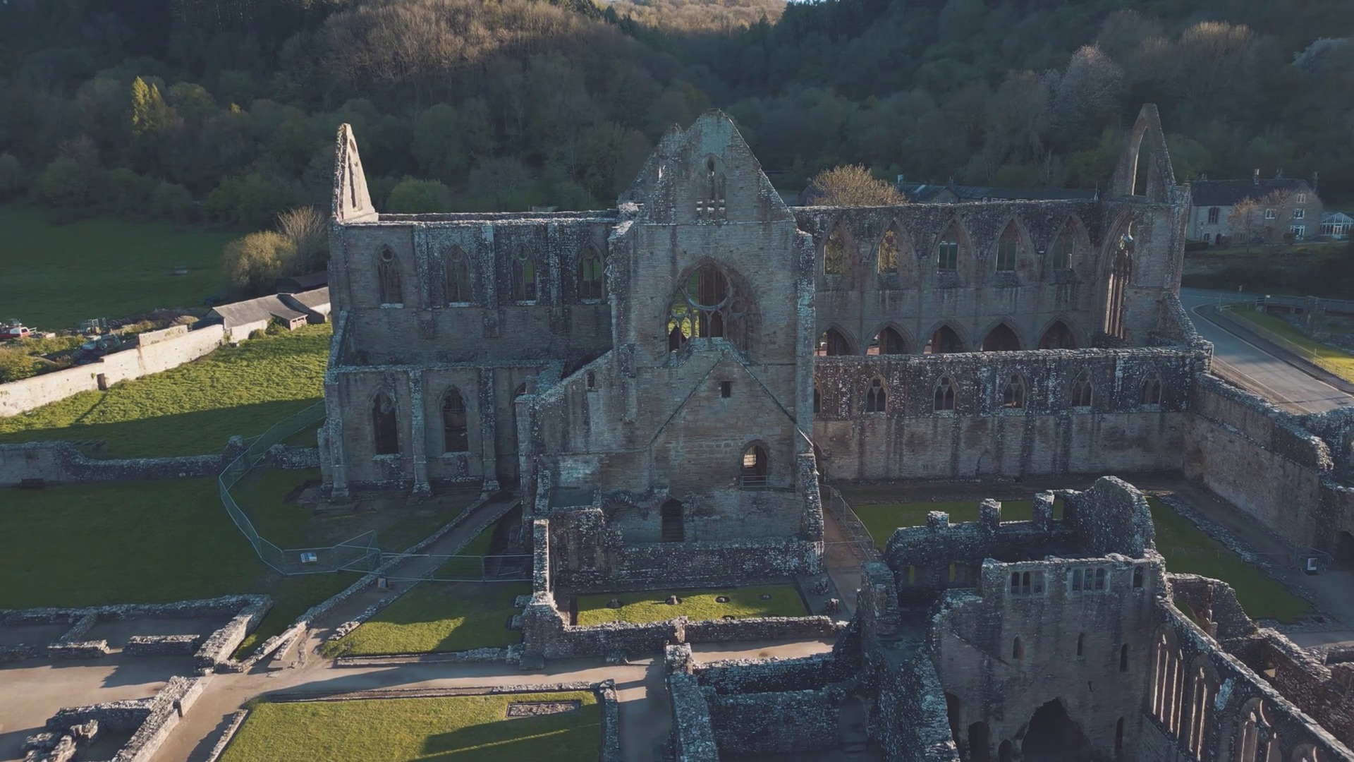 Aerial Of Tintern Abbey In Wye Valley Stock Footage SBV-352352568 ...