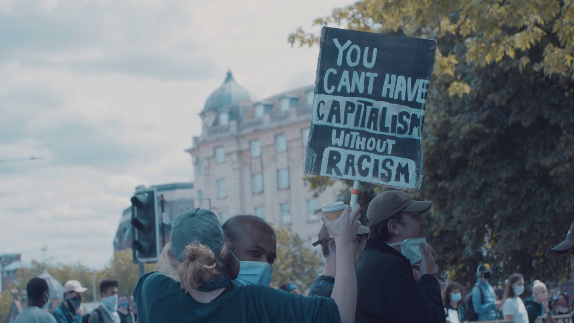 Crowd Marching With Signs At Black Lives Stock Footage SBV-351844055 ...