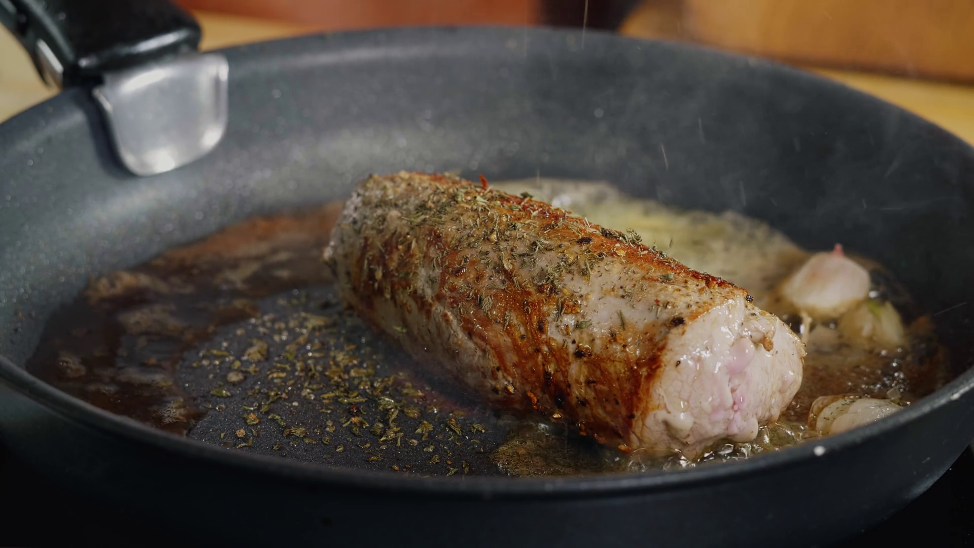 Seasoning With Falling Herbs On Fresh Fried Stock Footage SBV-352052809 ...