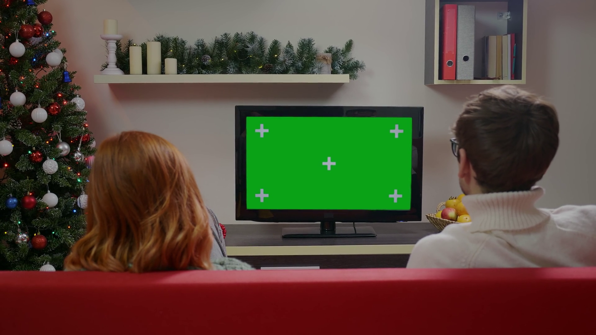Two Friends Watching Green Screen Tv Mockup Stock Footage SBV-352584758 ...