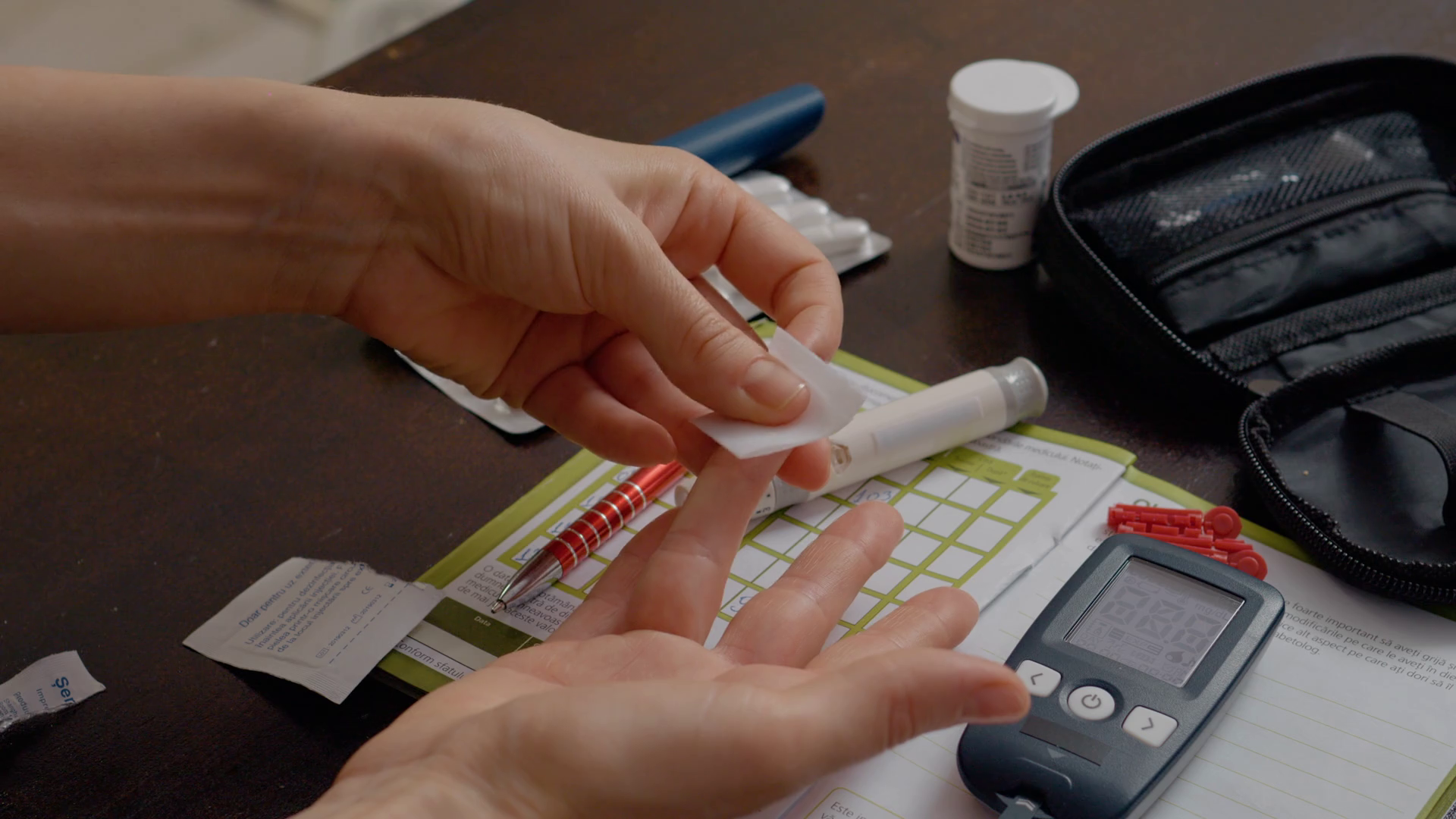A Woman Prepares To Finger With Pen To Test Stock Footage SBV-352055541 ...