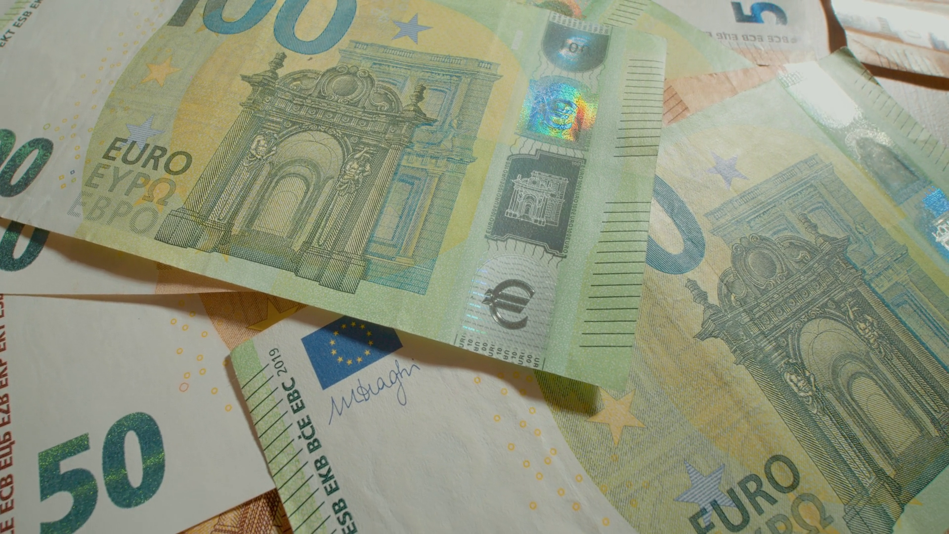Exploring Fine Details Of 100 Euro Banknote Stock Footage SBV-352822258 ...