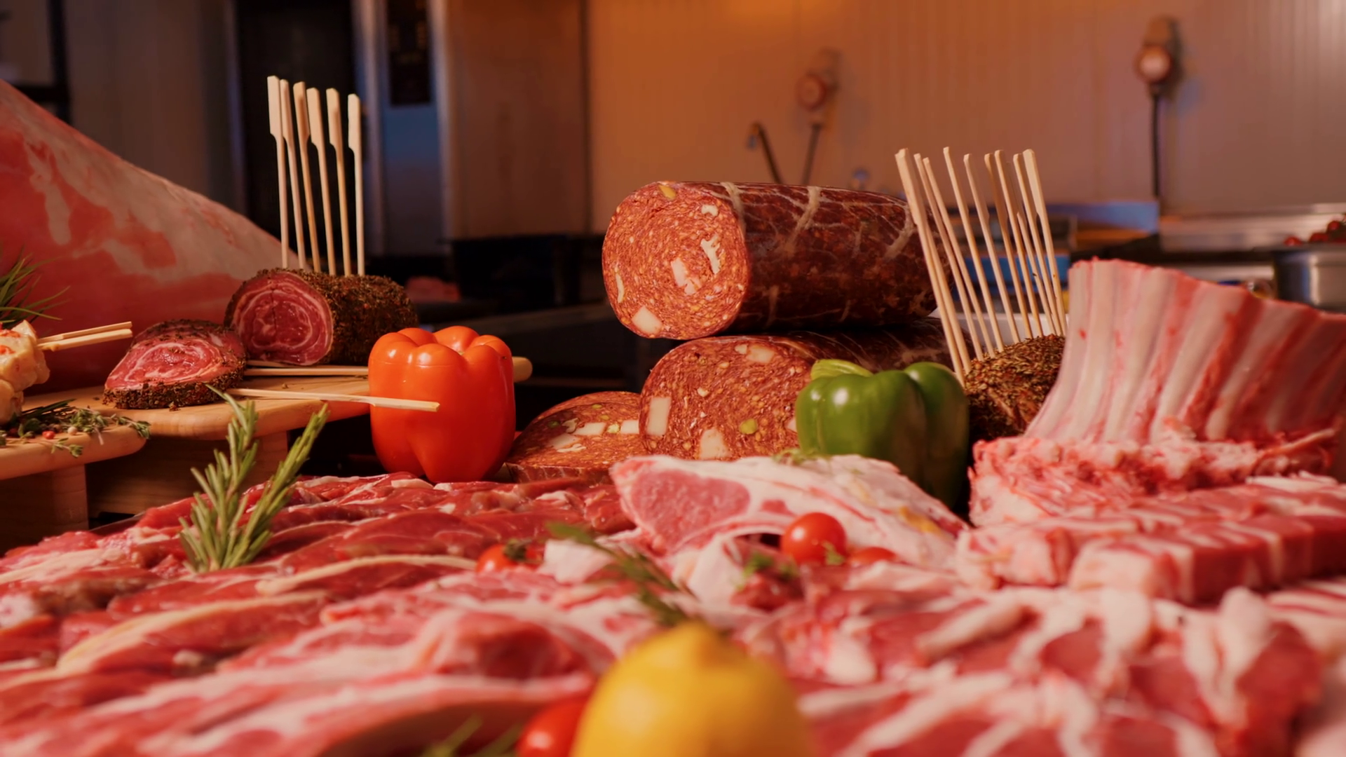 Meat Industry Set Of Multiple Raw Products Stock Footage SBV-351672734 ...