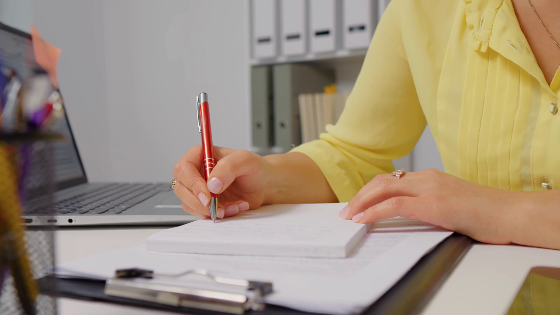 Hands Of Young Woman Writing In Notebook Stock Footage SBV-351664540 ...