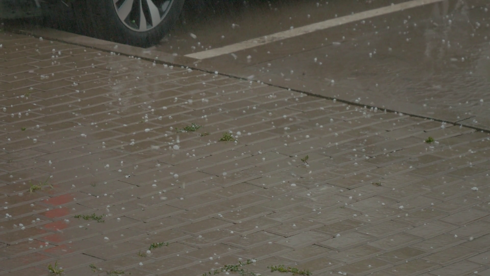 Hail Rain Impact City Parking Lot During Stock Footage SBV-352904159 ...