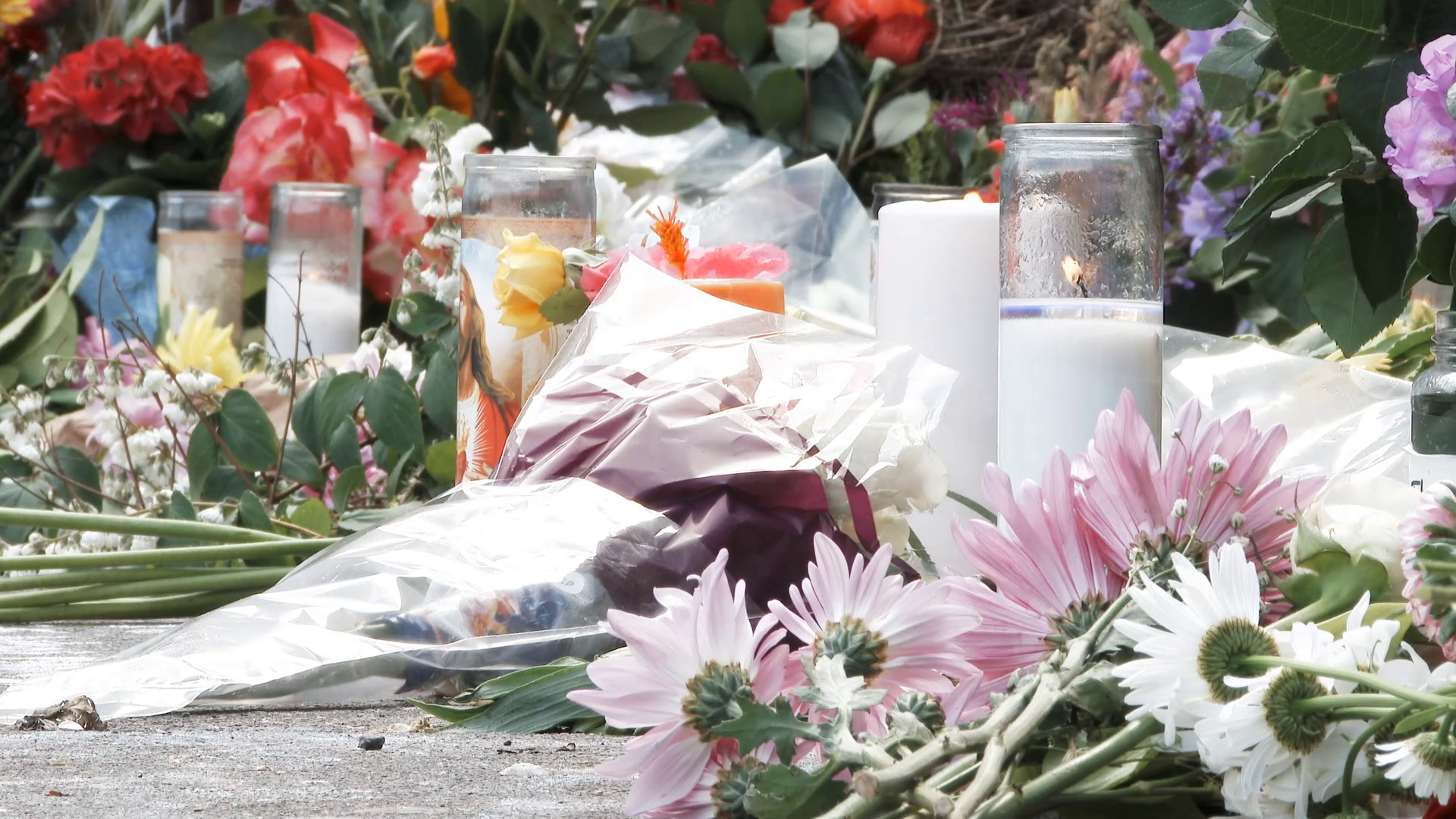 Flowers And Candles Line The Street At Vigil Stock Video Footage Storyblocks