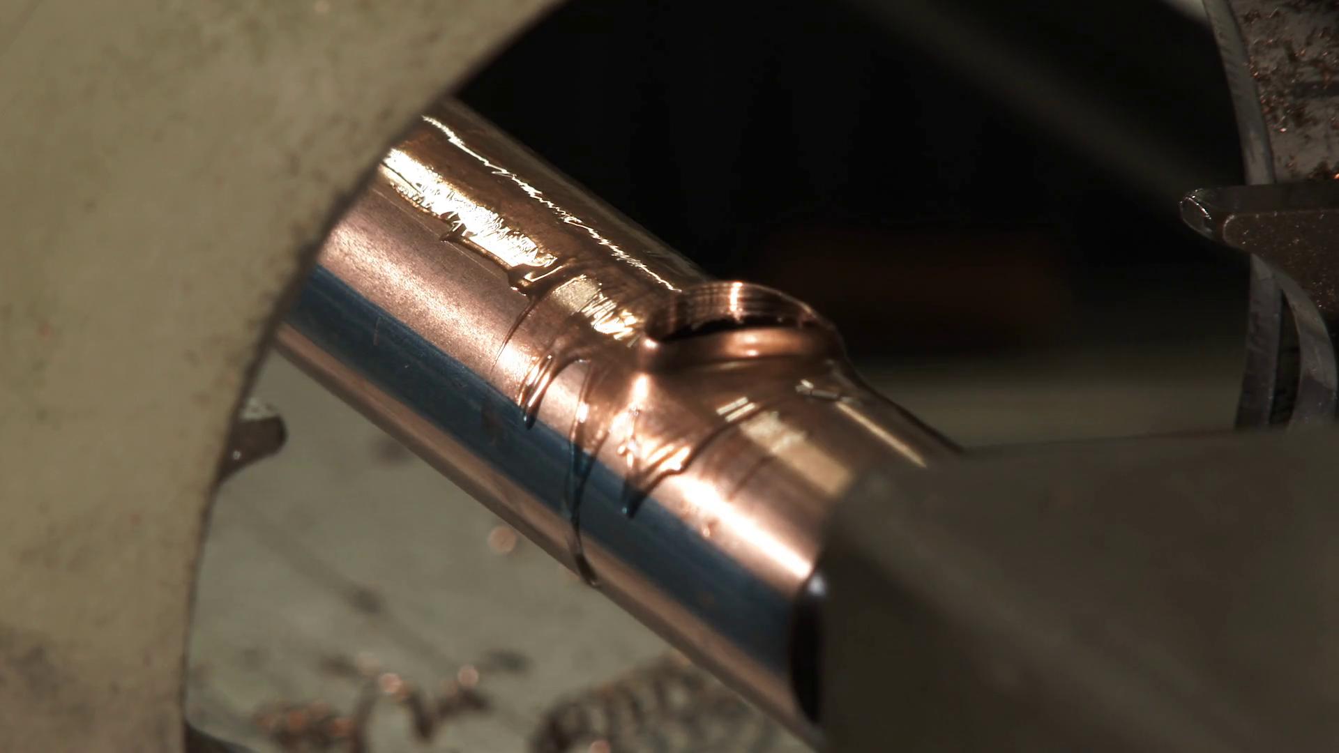 Heavy Machinery Drilling Into Copper Tubing Stock Video Footage