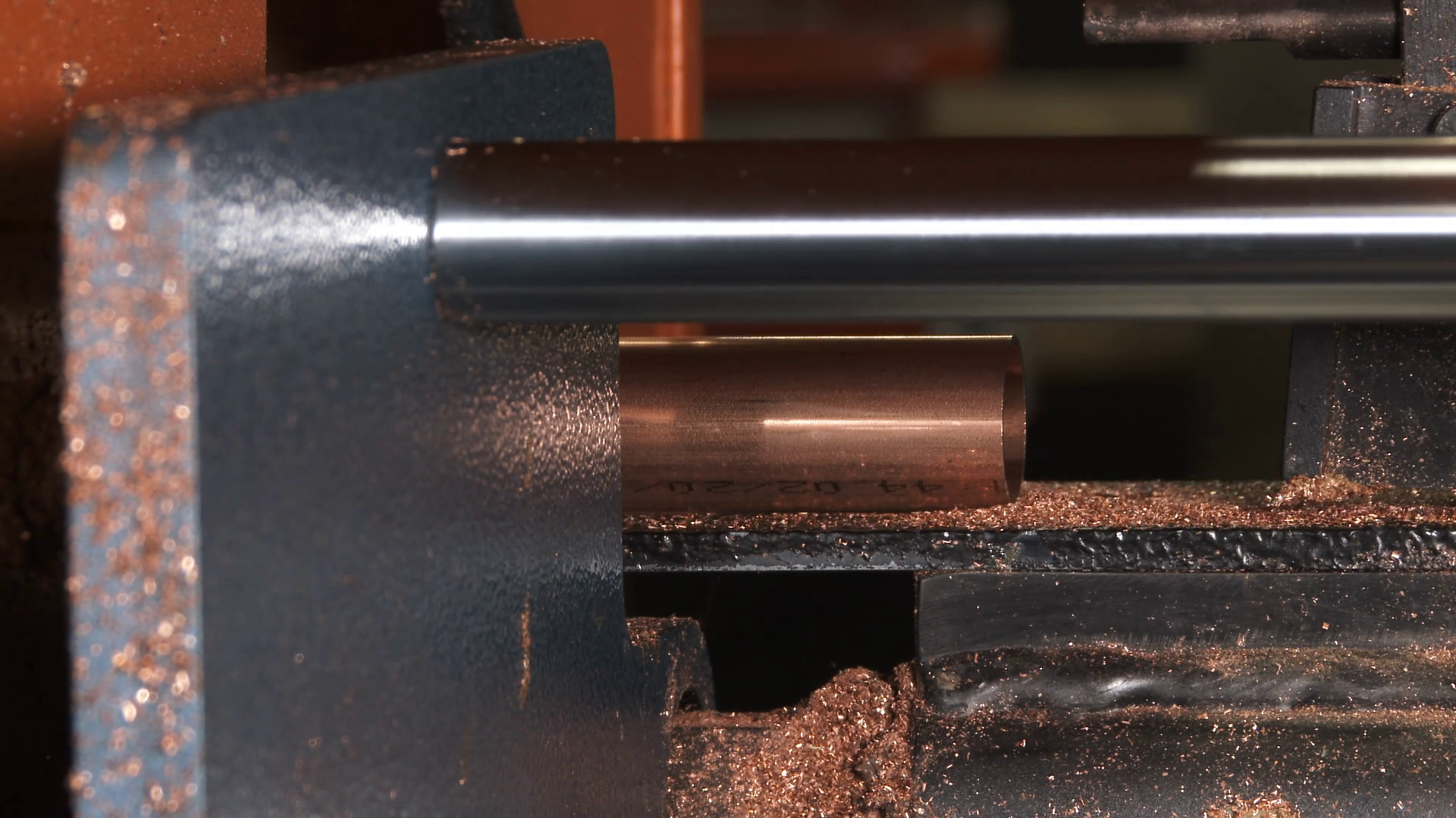 Industrial Factory Detail Cutting Copper Pipe 1 Stock Video Footage