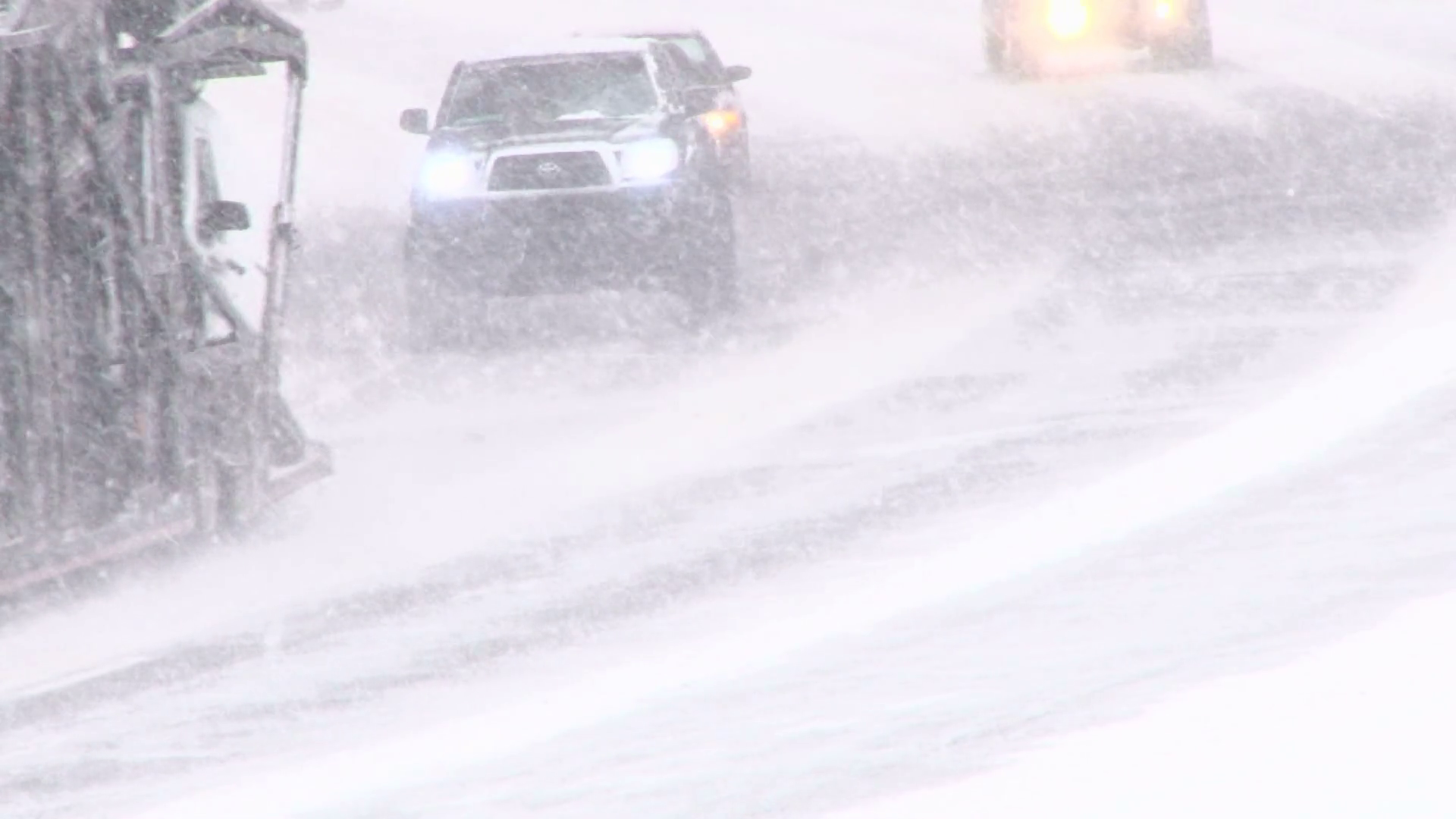 Zero Visibility Driving Through Snow Stock Footage SBV327212553