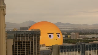 ED: Las Vegas, NV, USA 8/25: Wide Angle Shot Of The Sphere Las Vegas With Animated Emoji Expressions