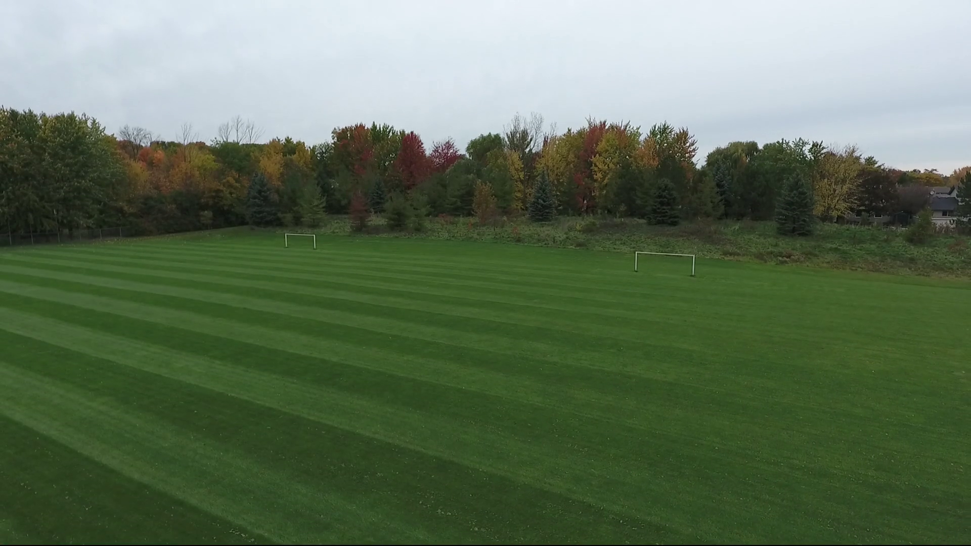 Ascending Above Freshly Mowed Soccer Field Stock Footage SBV347398059 Storyblocks