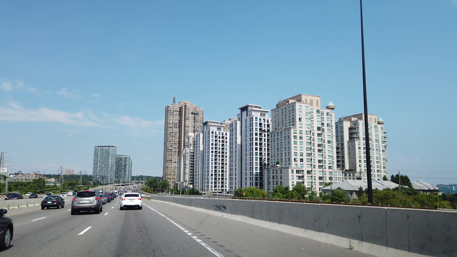 Driving Down Highway With Cityscape Stock Footage SBV-347658078 ...