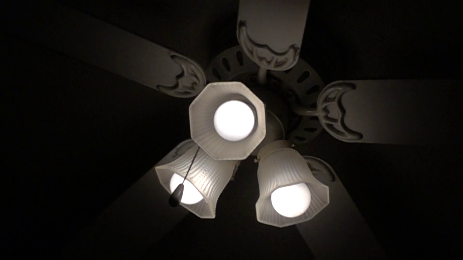 The Pulsating Lights Of Ceiling Fan In Dark Stock Footage SBV347743989