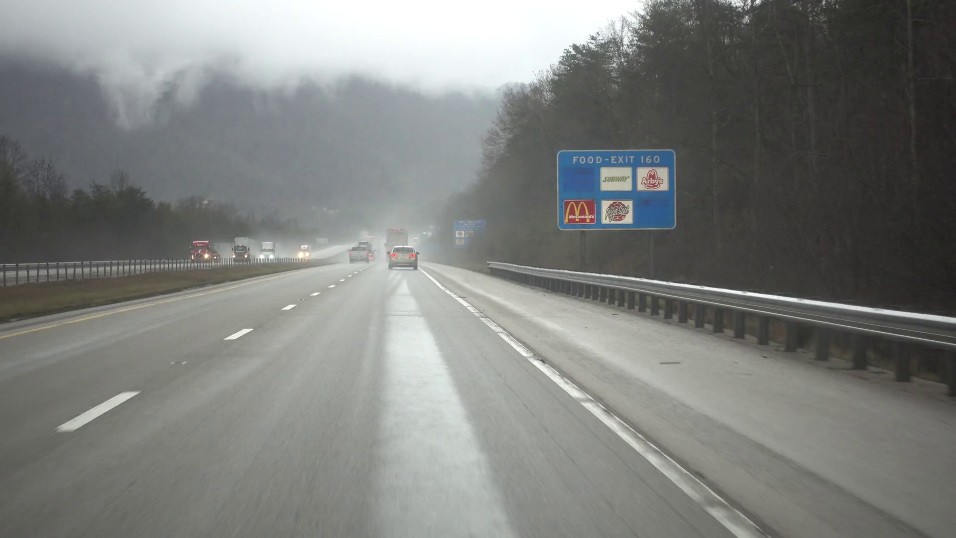 Through Rainy Fog Camera Captures Shaky Stock Footage SBV347715644