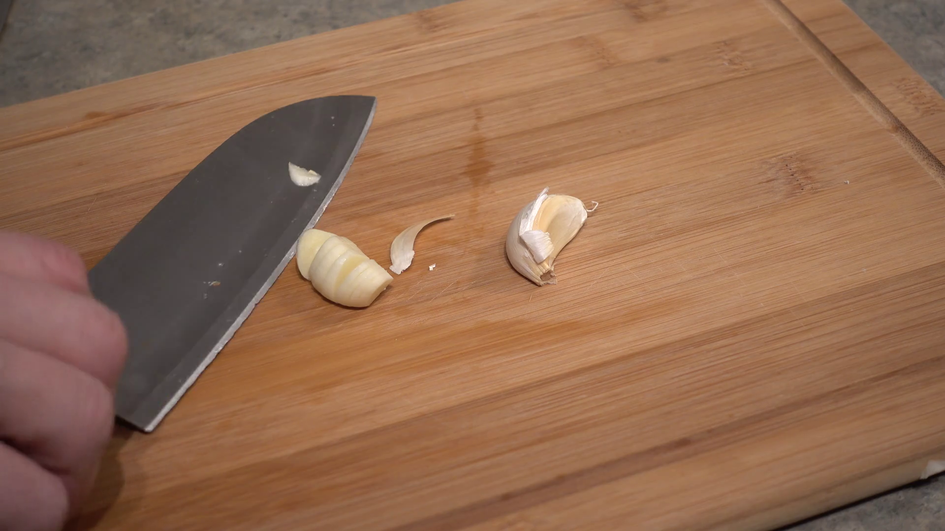 Slicing Dicing Cubing Piece Of Garlic On Stock Footage SBV347397879