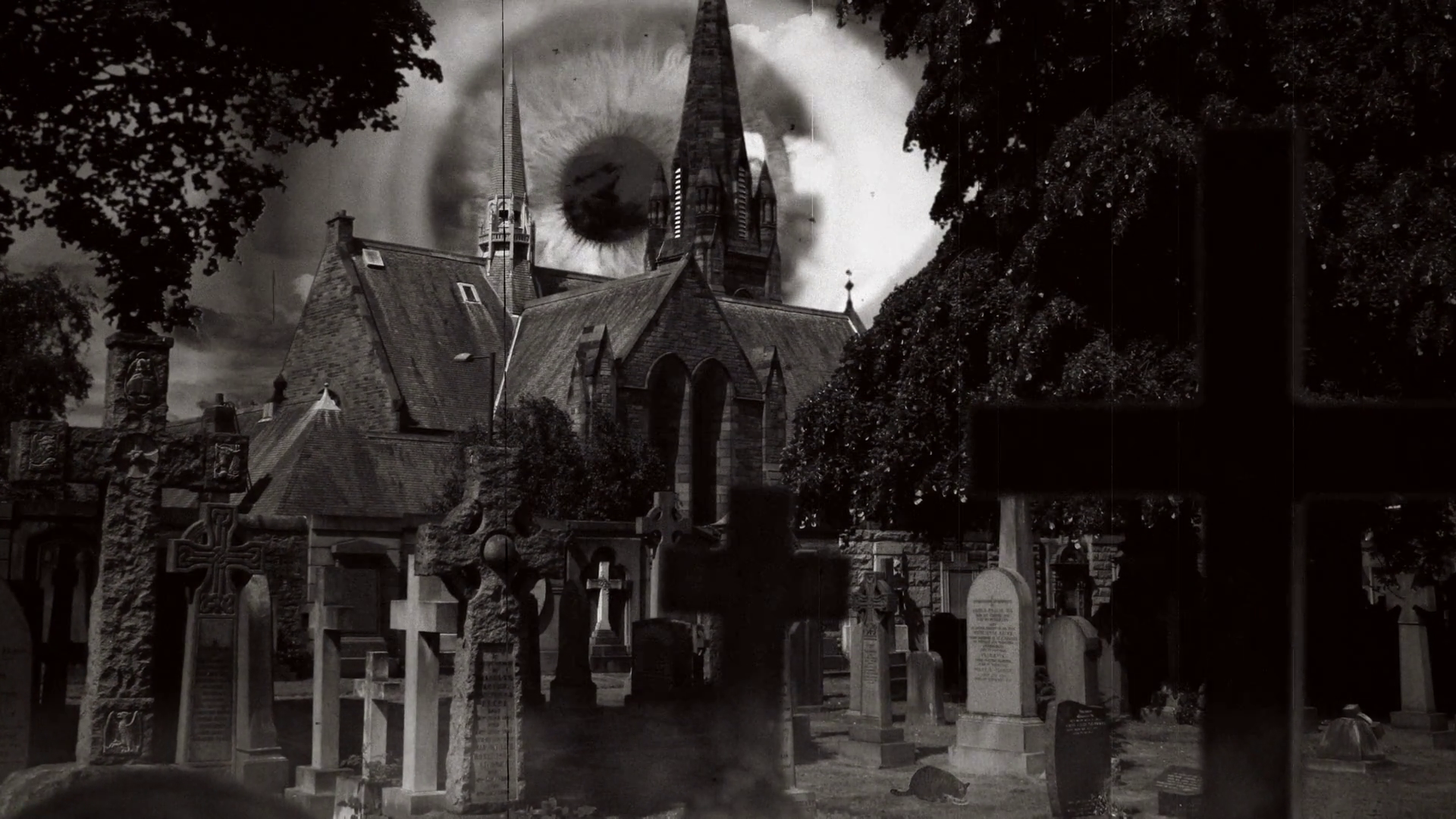 Eye Watching Spooky Graveyard Stormy Sky Stock Footage SBV-352414945 ...