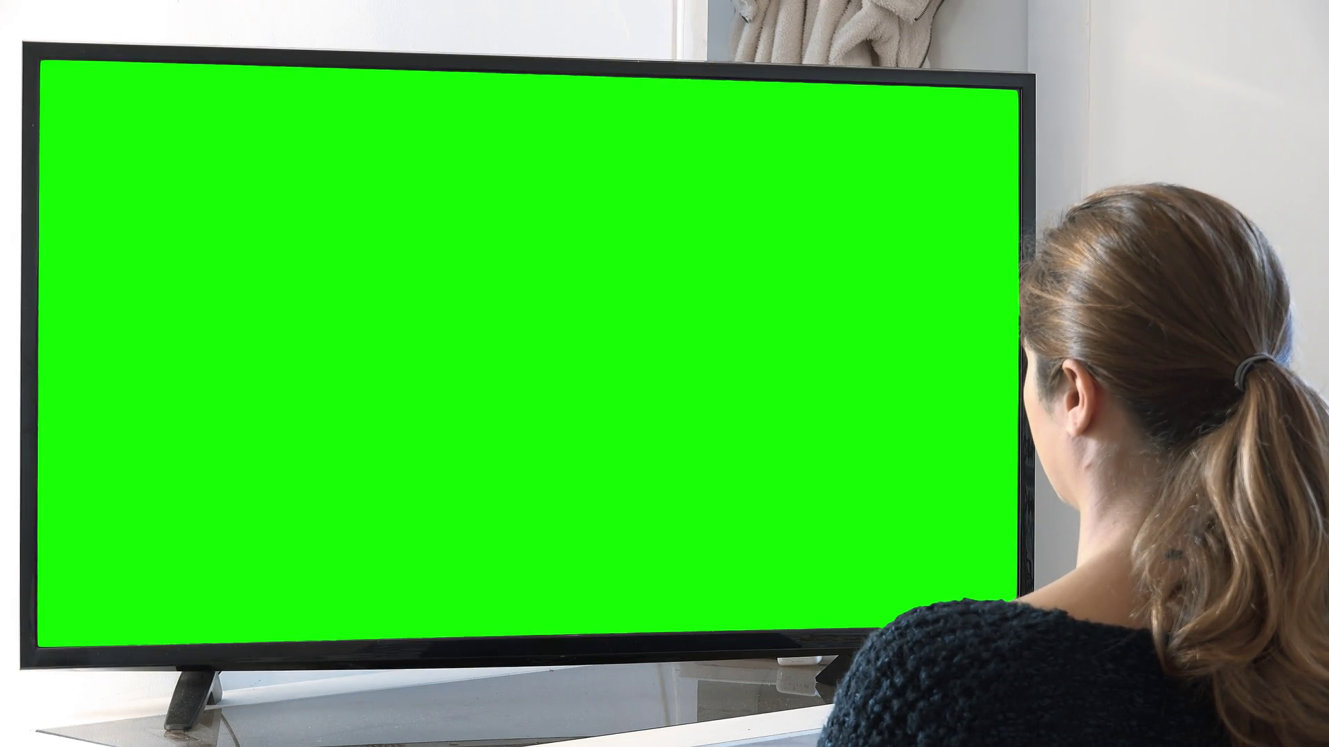 Girl Watching Green Screen Television Stock Footage SBV-352277491 ...