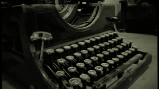 Retro Mechanical Typewriter Close Up Vintage Film Effect Zoom Out