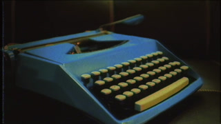 Retro Mechanical Typewriter Close Up Vintage Film Effect Zoom In
