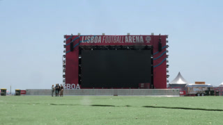 Empty Outdoor Stadium Screen at Lisboa Football Arena Fan Zone World Cup