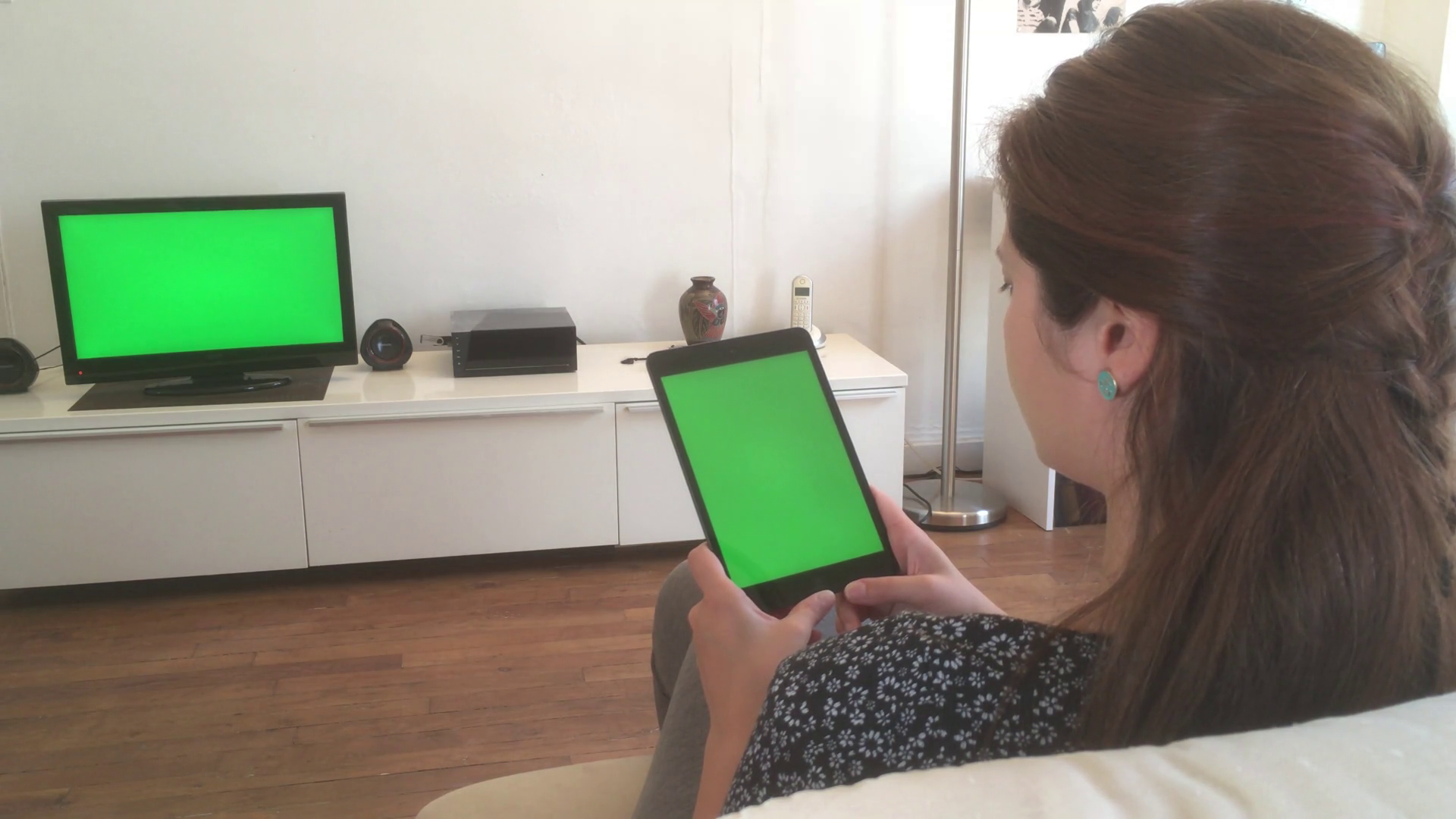 Watching Green Screened Television Tablet In Stock Footage SBV ...