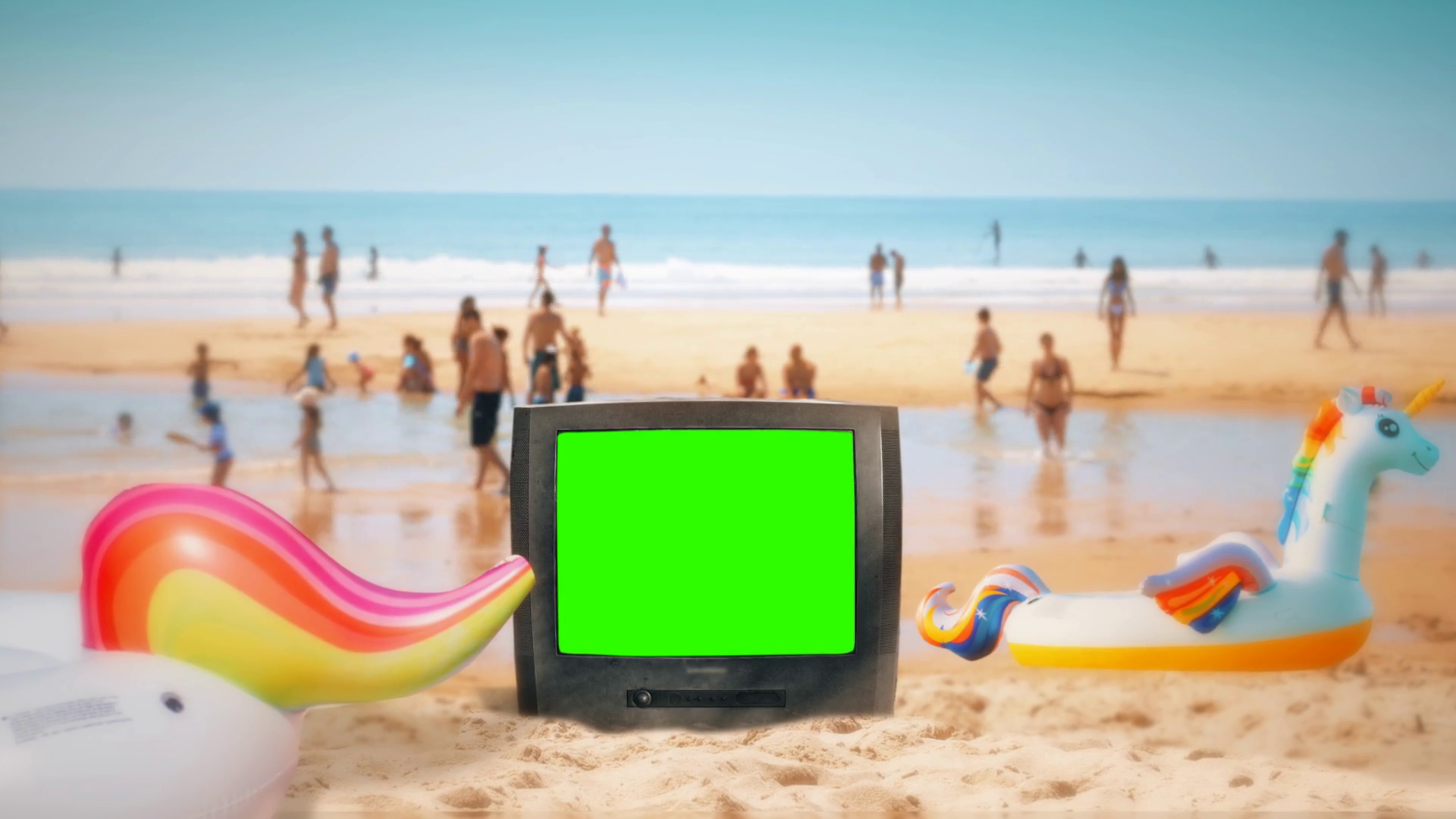 Green Screen Television On Sand Beach Summer Stock Footage SBV ...