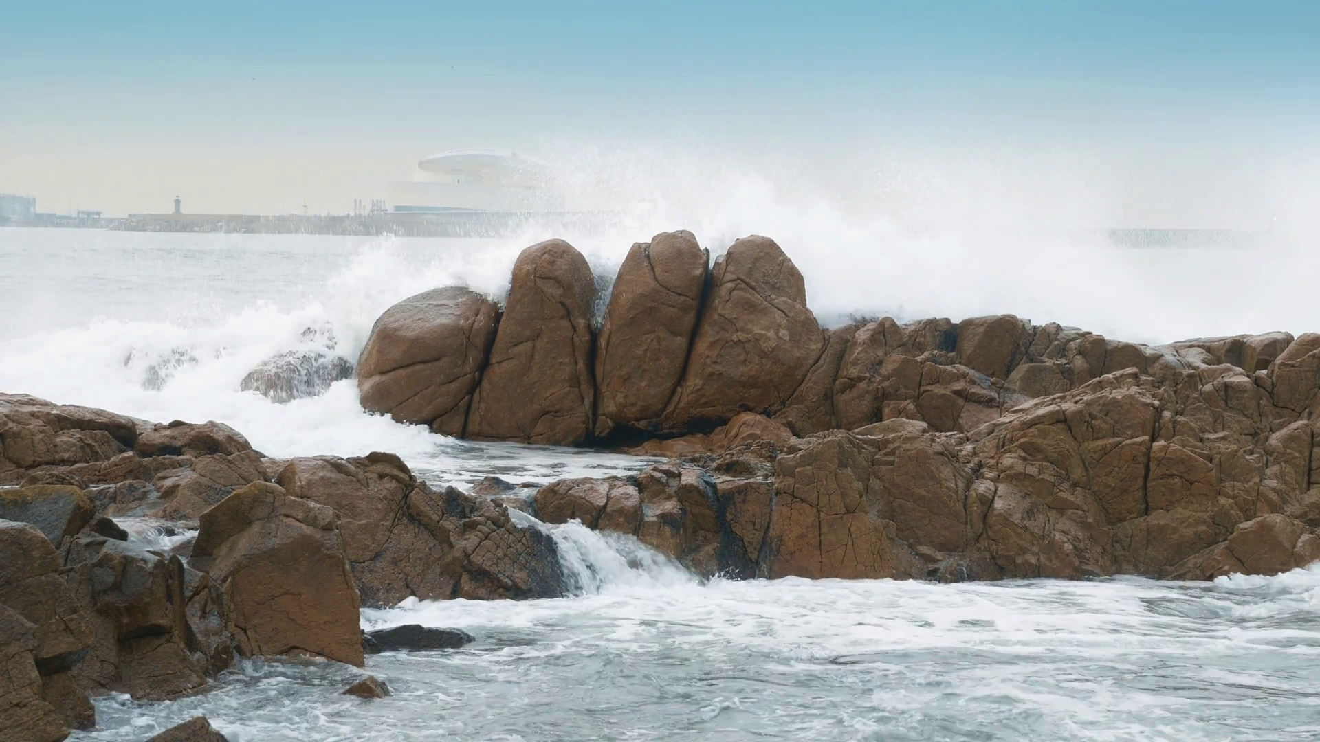 Ocean Waves Hitting Rocks At Matosinhos Stock Footage SBV-352246372 ...
