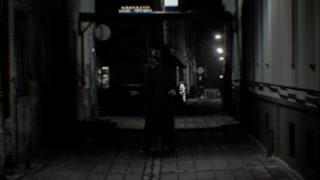 Creepy Ghostly Masked Figure Night Street Spooky Scene Travel Shot