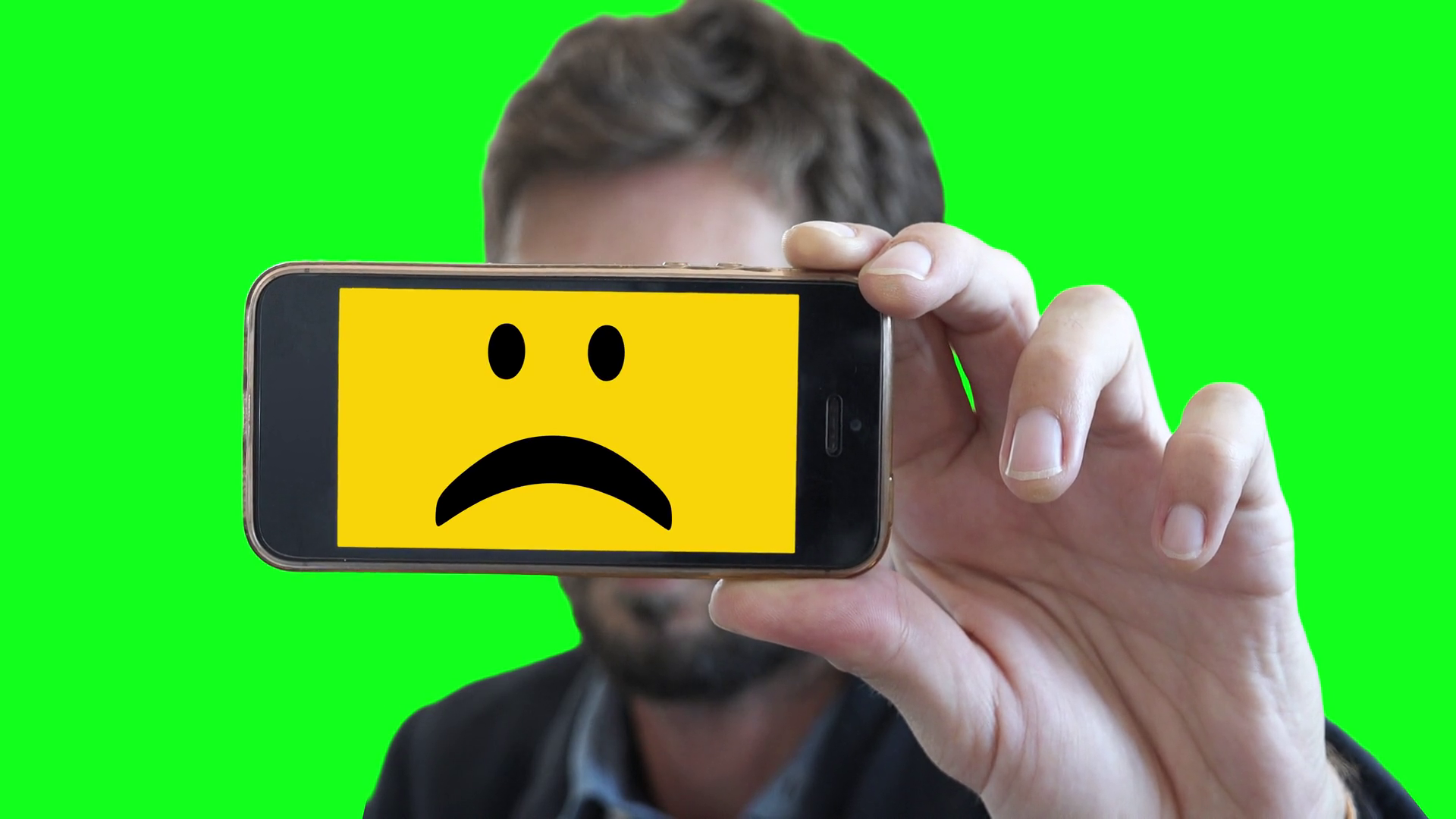 Sad Face Smartphone In Man Hands On Green Stock Footage SBV-351886285 ...