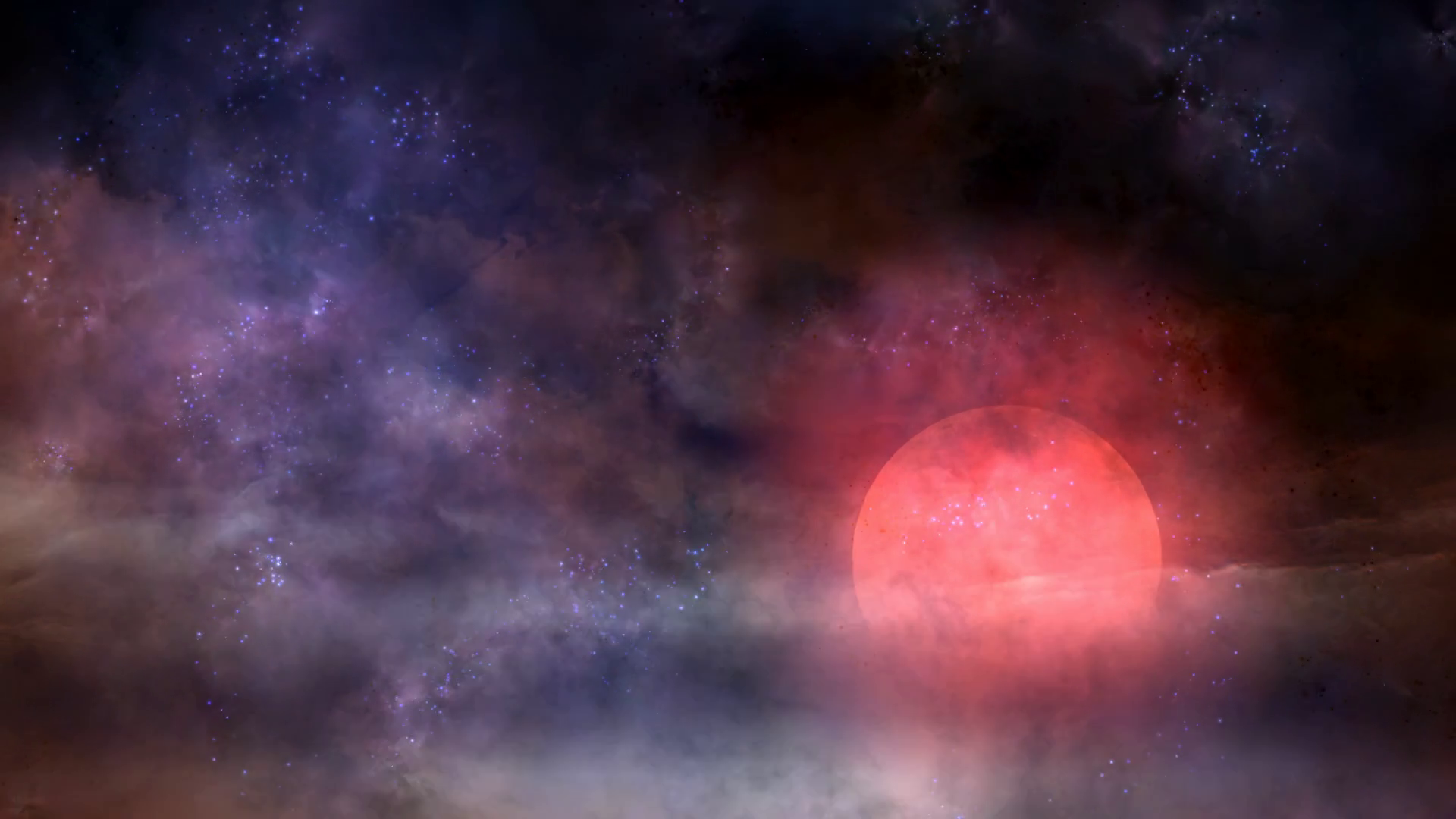 Ethereal Red Sun Rising Amidst Cosmic Clouds Stock Motion Graphics SBV ...