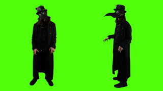 Creepy Masked Figure Costume Psycho Full Body Shots Green Screen