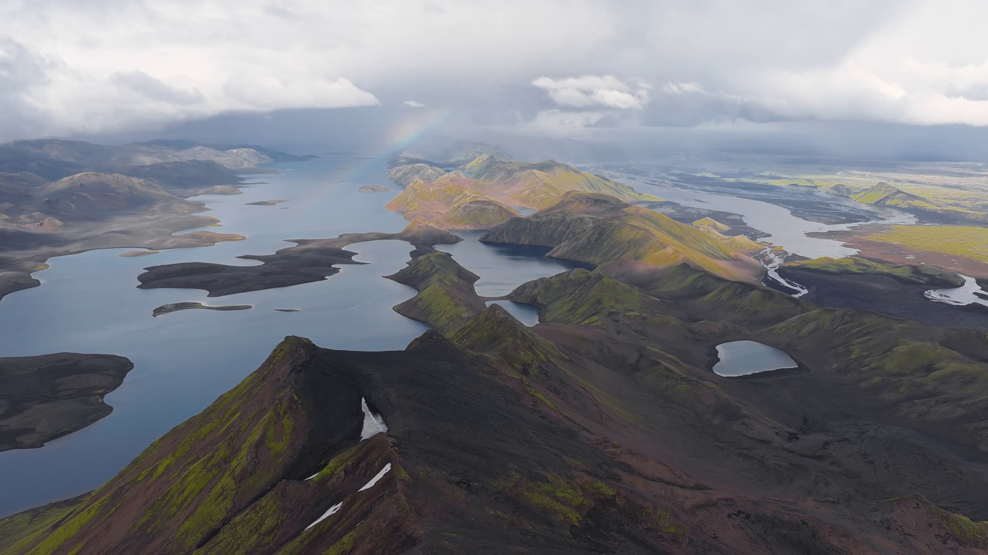 Aerial View Of Volcanic Ridge In Iceland Stock Footage SBV-352517057 ...