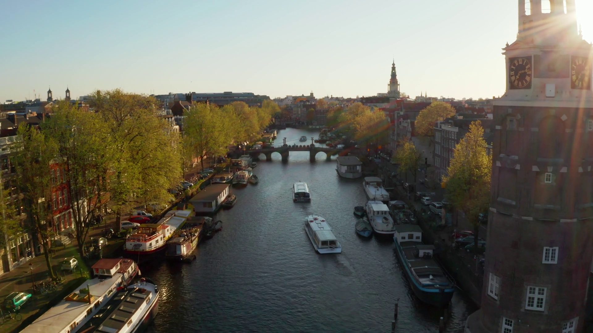 Aerial View Of Amsterdam Narrow Canals Stock Footage SBV334696573