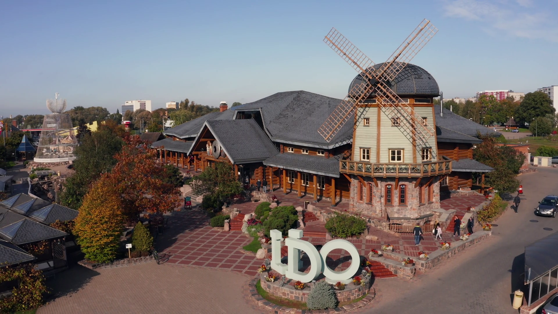 Aerial view of the Riga city near Lido restaurant. Lido is a ...