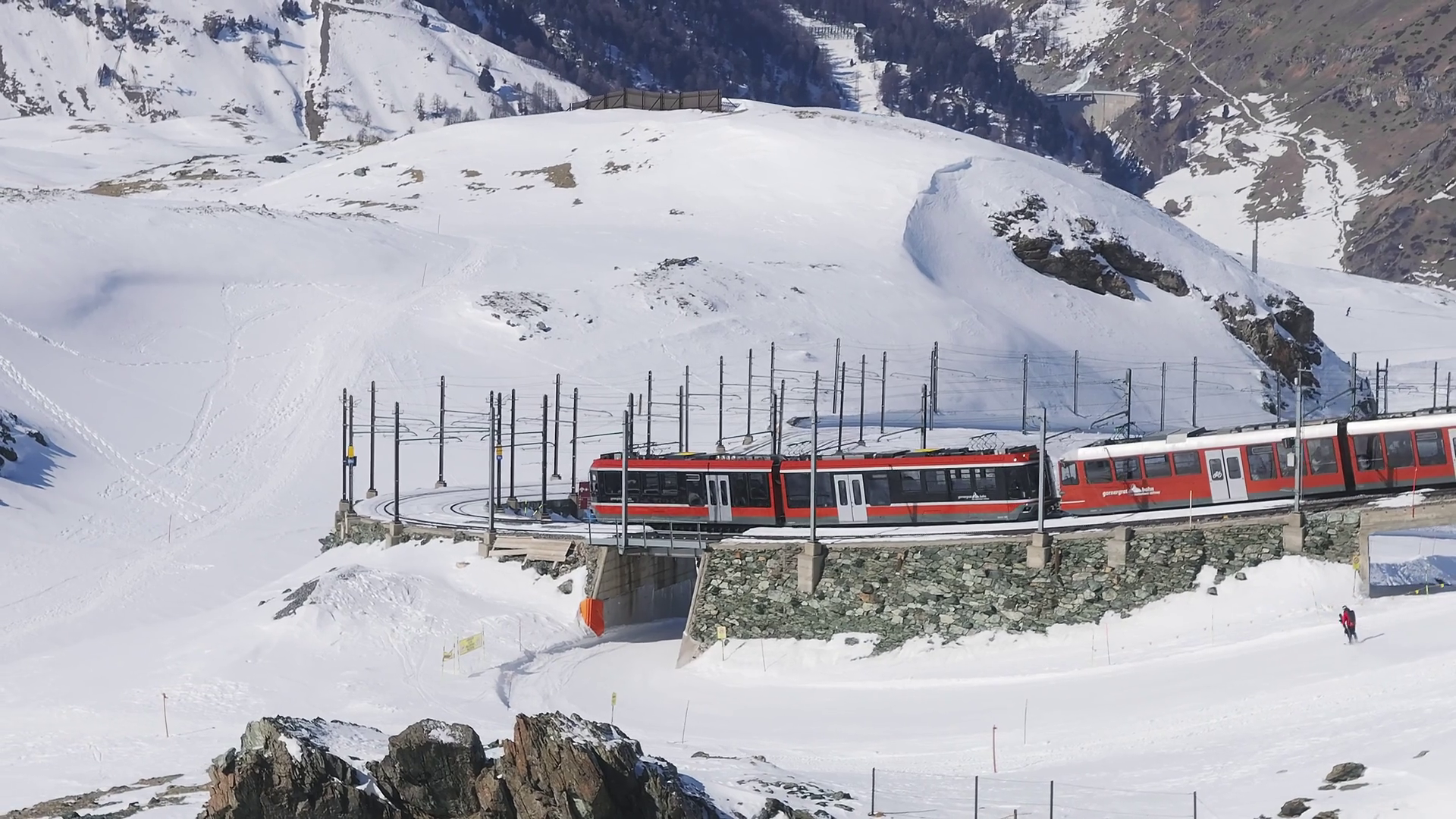 Aerial View Of Zermatt Ski Resort With Stock Footage SBV-352026937 ...