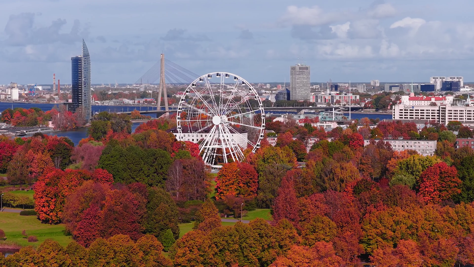Aerial Pan Over Riga Latvia Showing Autumn Stock Footage SBV-352924640 ...