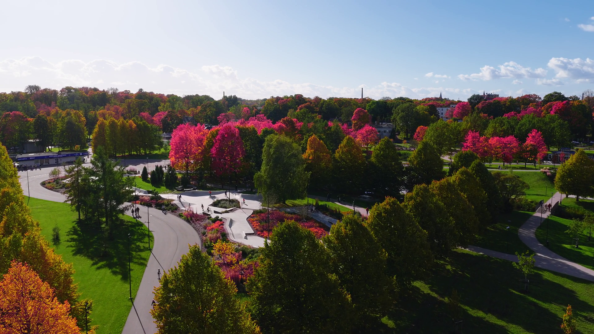 Aerial Pan Over Riga Park On Sunny Autumn Stock Footage SBV-352924646 ...