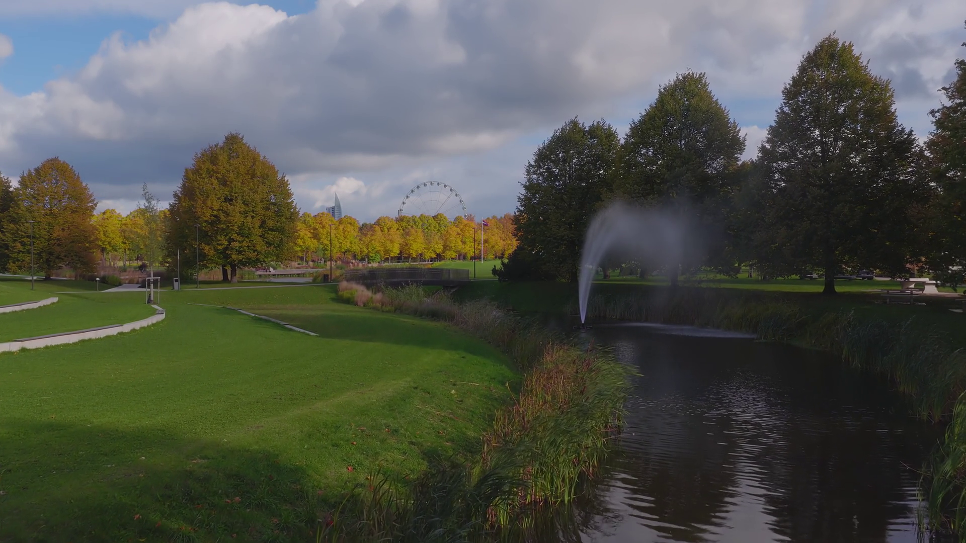 Aerial Flyover Of Riga Park Shows Green Stock Footage SBV-352930378 ...