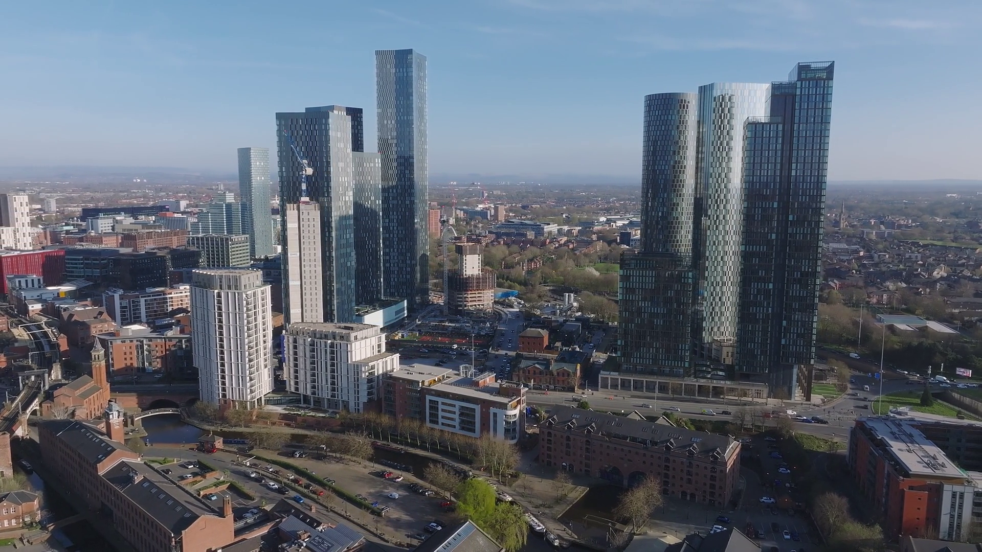 Aerial View Of Manchester Uk Showcasing Stock Footage SBV-352016132 ...