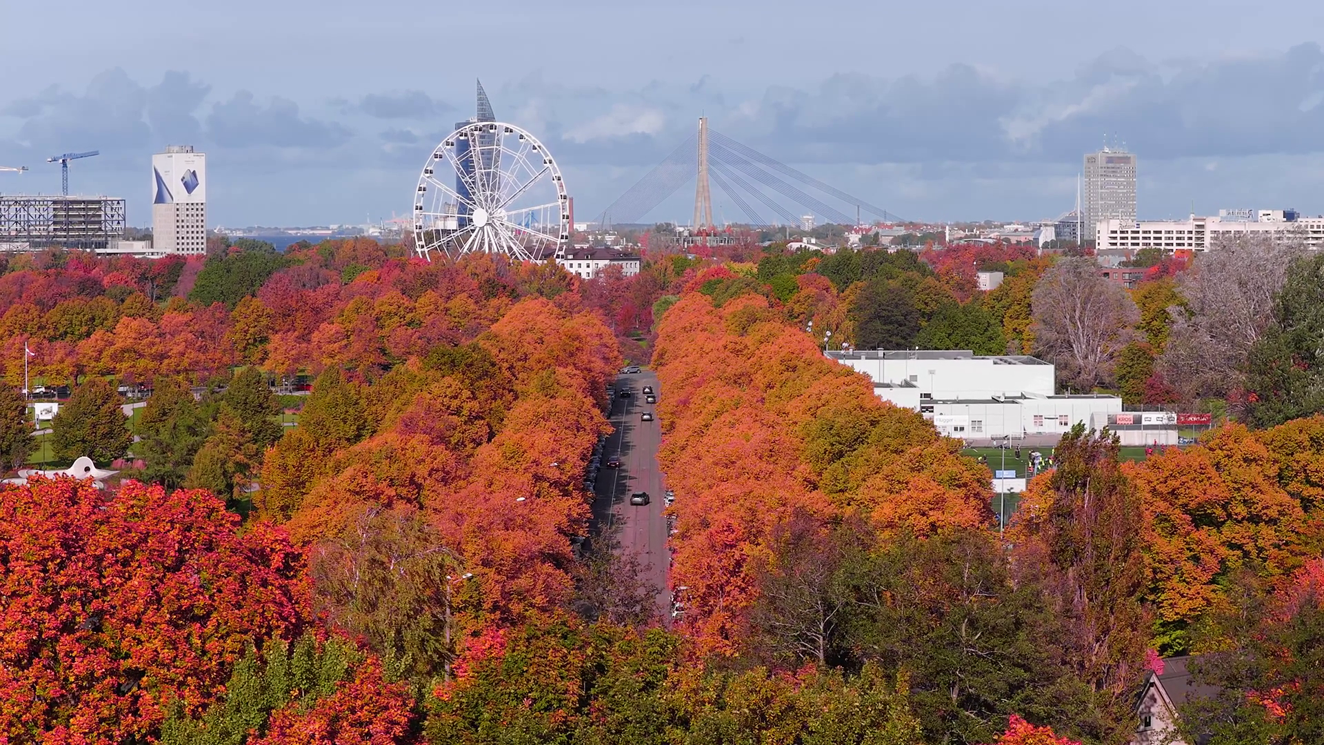 Aerial View Of Riga Latvia Showing Autumn Stock Footage SBV-352924655 ...