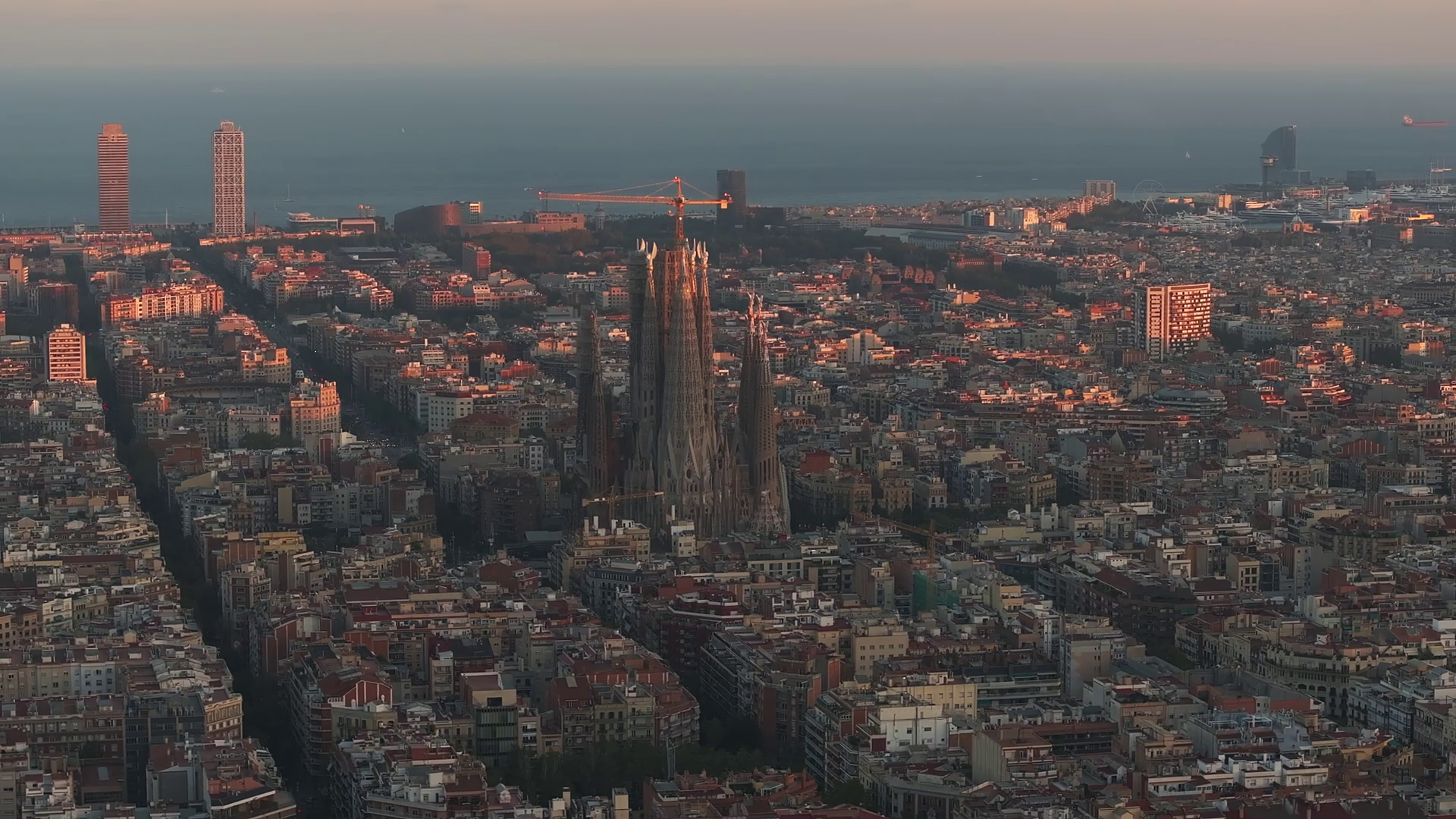 Aerial View Of Barcelona City Skyline Stock Footage SBV-348780890 ...