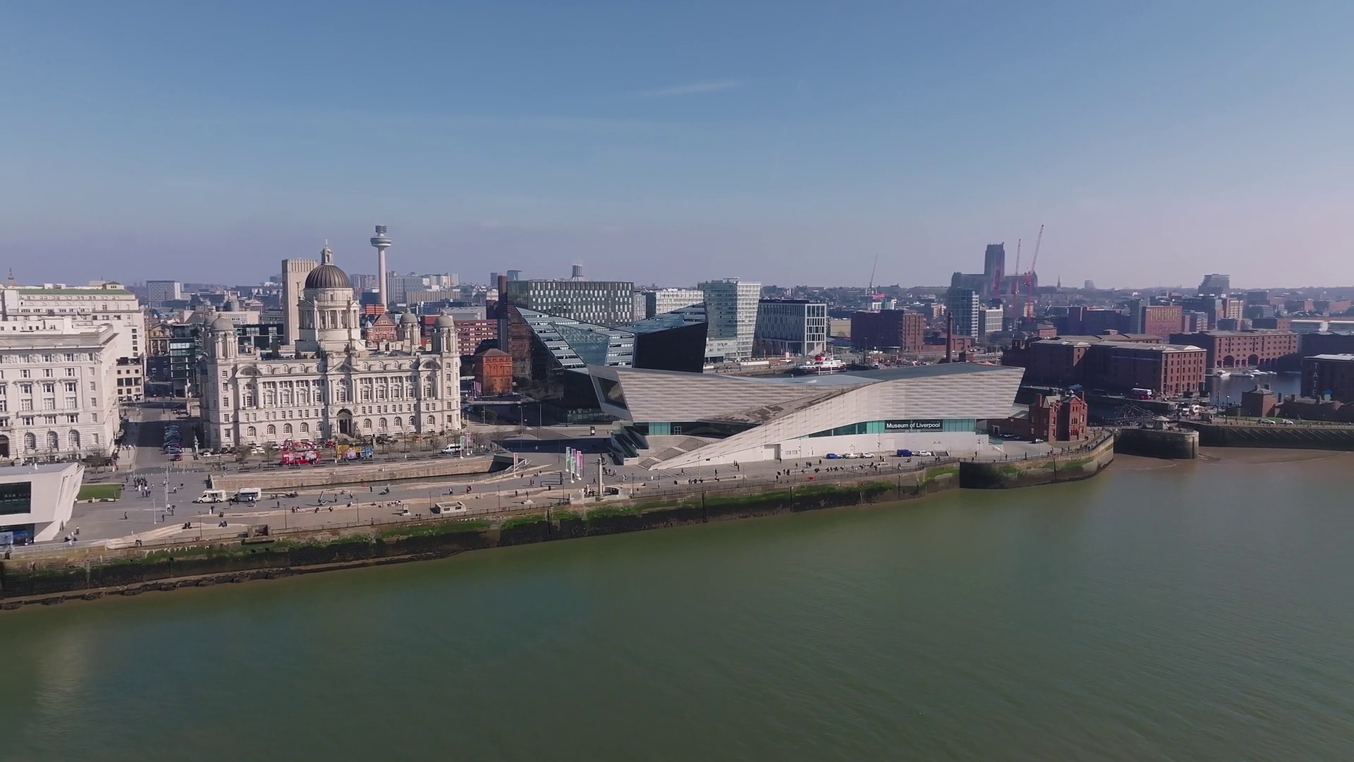 Aerial View Of Liverpool's Waterfront With Stock Footage SBV-352015866 ...