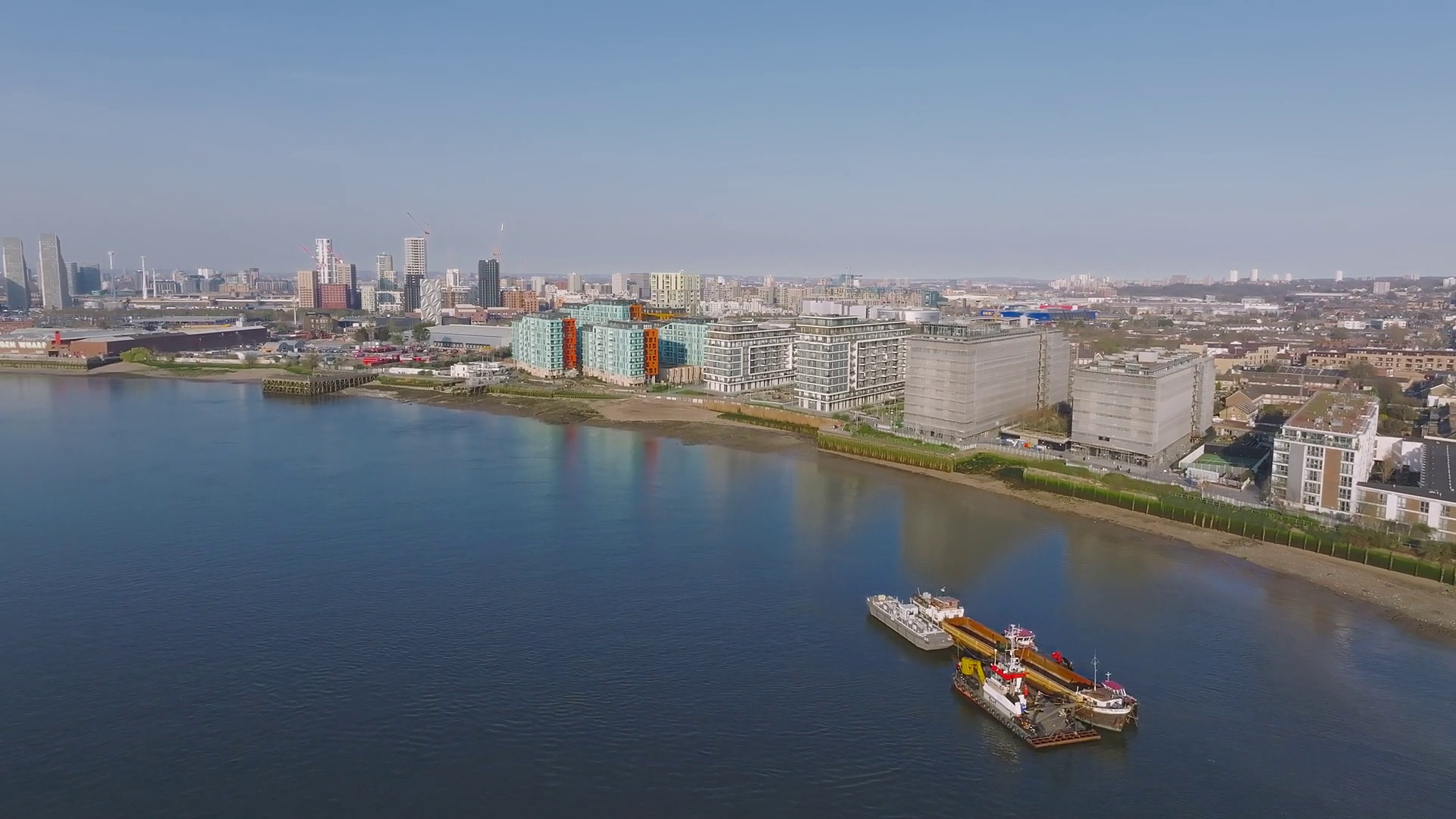 Aerial View Of London's Riverside With Stock Footage SBV-352018317 ...