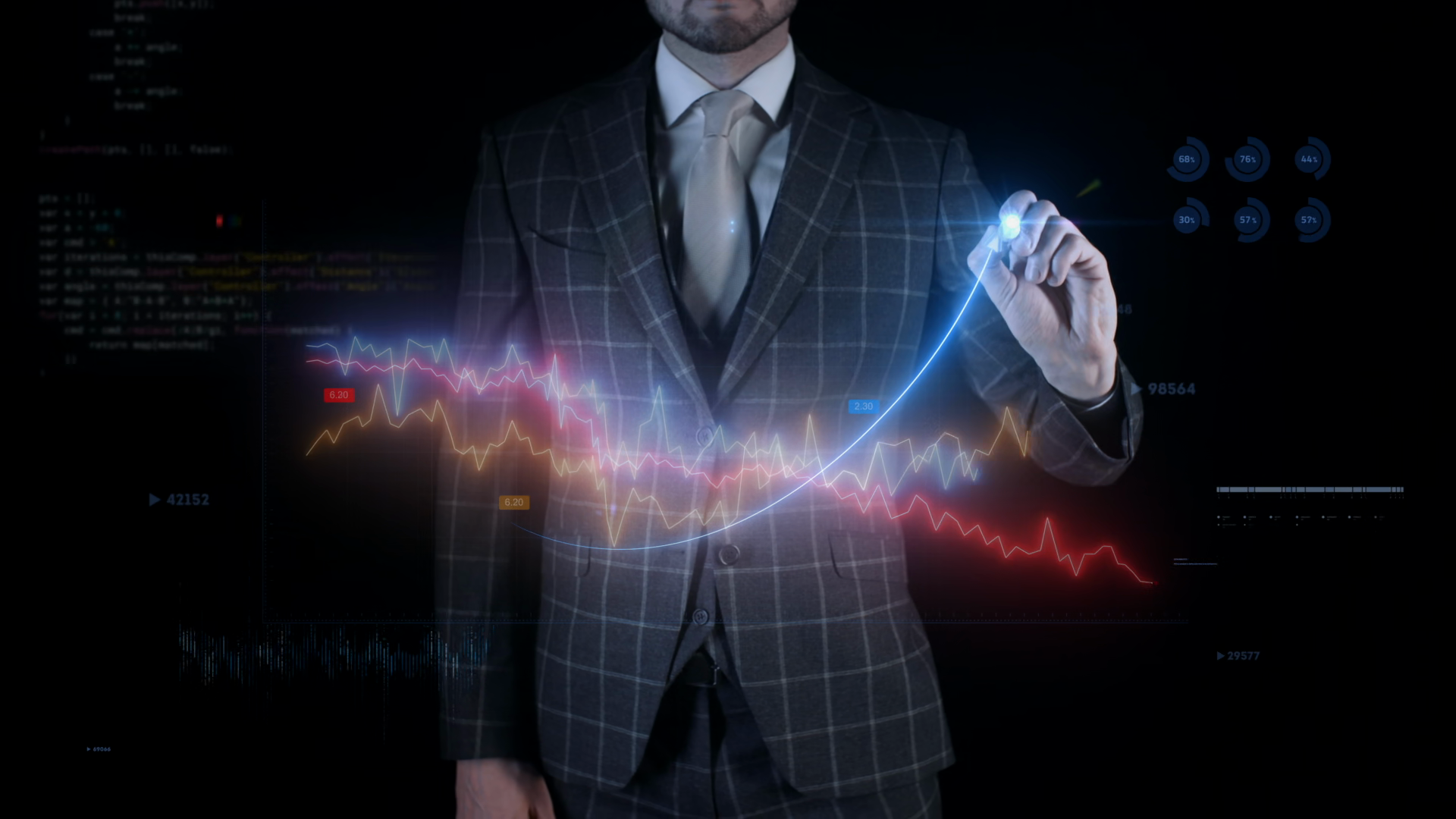 Businessman In Suit Working On Futuristic Stock Footage SBV-353855973 ...