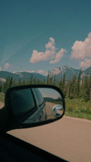 Mountain Highway Reflected in the Side Mirror