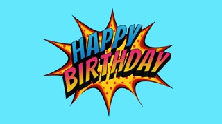 Animated closeup Happy Birthday text on holiday background. Luxury and elegant dynamic style template for holiday card