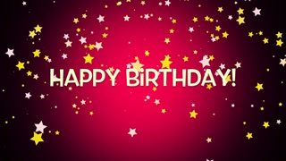 Animated Happy Birthday Text in 4K. Close up text on red background. Luxury and elegant dynamic style holiday template